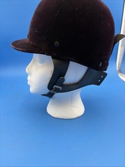 EQUI-ROYAL SADDLERY Velvet DARK MAROON Riding Helmet w/STRAPS Sz 6 5/8