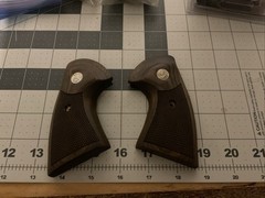 Factory Colt Python Wood Grips w/Gold Medallions