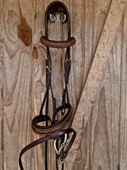 Brown snaffle bridle Solo Equine Salto size full/warmblood