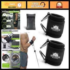 Padded Adjustable Wrist Cuffs for Cable Machines – Strength Training, Lateral Ra