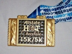 Race Virtual Run Medal Allstate GOLD TONE Hot Chocolate BAR 15k/5k LANYARD