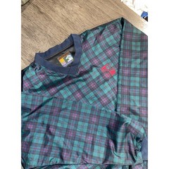 Forresters Mens L Windshirt Green Plaid Excellent V-Neck Golf Pullover Sharon CC
