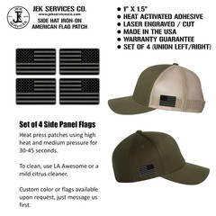 American Flag Patch for Hat Side Panel – 1″ x 1.5″ Iron On Cap Patch – Engraved