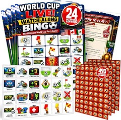 World Cup Watch-Along Bingo Game 24 Players – Soccer Party Game – Live Match Bin
