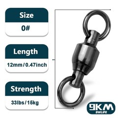 Black Fishing Ball Bearing Swivel Solid Rings Stainless 0/1/2/3/4/5/6/7/8/9/10#