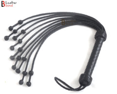 Real Cowhide Leather Flogger Cat O Nine Braided Falls With Double knots