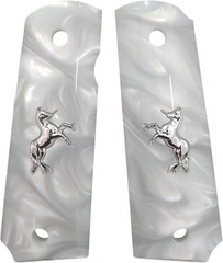 1911 Grips Full Size,White Pearl,Black Pearl,Bonded Ivory,Silver Horse,Gold Hors