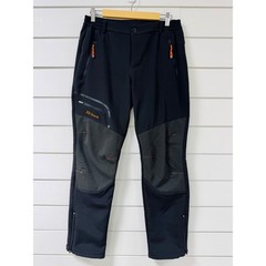 EX-Stretch Mens Technical Hiking Pants Black Orange Softshell Reinforced Knees