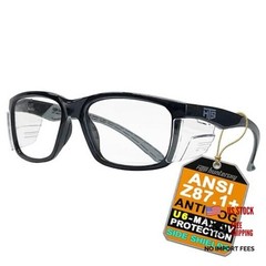 E60 Anti-Fog Safety Glasses with Side Shields ANSI Z87 Eye Black & Clear