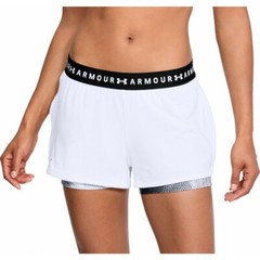 XL NWT $45 Women’s Under Armour HeatGear 2-in-1 Print Short White/MetallicSilver