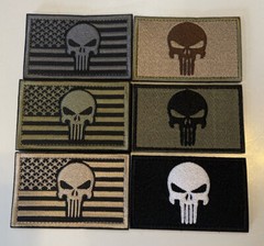PUNISHER AMERICAN Patriot FLAG MORALE PATCHES HOOK LOOP Tactical Combat Gear