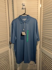 NWT Greg Norman Play Dry ML 75 Polo Men XL Blue Stretch Golf Performance Slit