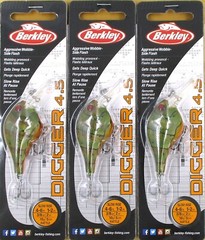 (3) Berkley 3/8 Oz 2″ Digger 4.5 Rattle Crankbaits Moss Craw BHBDG4.5-MOSCR New