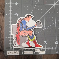 Pooping Superman Adult Humor Sticker For Guitar Laptop Skateboard Phone Mat91
