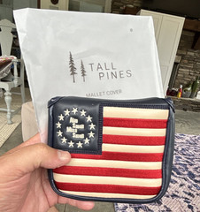 TALL PINES USA Flag Mallet Putter Headcover Blue Red White Magnetic Closure