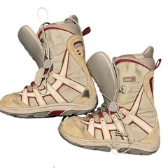 Burton Moto Women’s Snowboard Boots Size 8.5 Beige Red Speed Zone Lacing