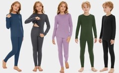 Kids 100% Merino Wool Base Layer Set Girls Boys Thermal Long Johns Underwear Set