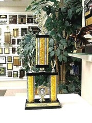 FANTASY FOOTBALL TROPHY TWO POST AWARD OVER 20 INCHES TALL FREE LETTERING 6/6*~