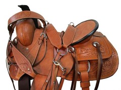 WESTERN HORSE SADDLE TRAIL ROUGH OUT LEATHER PLEASURE USED TACK SET 15 16 17 18