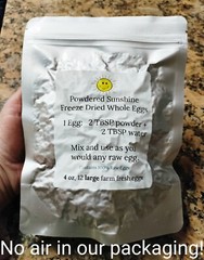 Freeze Dried Powdered Eggs, 1 doz., DISCOUNTS + FREE SHIPPING! Family Farm Made