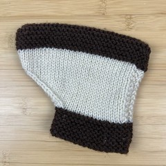 Vintage Knit Blade Putter Head Cover Slip On Headcover Brown Tan