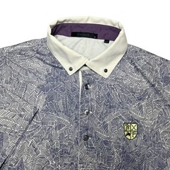 Greyson Polo Shirt Mens M purple White Geometric Hidden Wolf Performance Golf