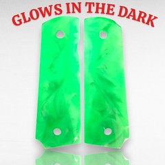 1911 Pearl Grips Full Size Government Glow in Dark Green Ambi Safety Gold Screws
