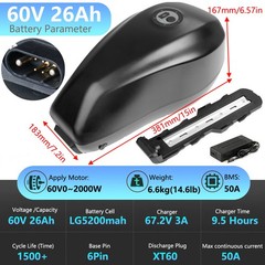 UPP Ebike Battery 60V 52V 48V 25Ah 20Ah LG Lithium Bicycle battery 0-2000W Motor