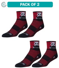 Pack of 2 SockGuy Classic Busted Socks – 3 inch, Black/Red Stripe, Large/X-Large