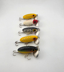 (5) Fred Arbogast 3/8 oz Jitterbug Top Water Fishing Lures Lot of 5