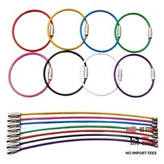 5.9-Inch Metal Wire Keychains, 2mm Thick Keychain Loops, Colored Plastic 7.9in