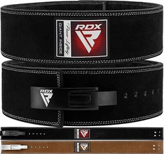 COWHIDE LEATHER Weight Lifting Belt by RDX, Powerlifting Lever Clasp Gym Belt