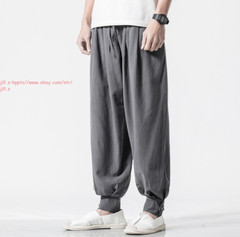 Buddhist Zen Martial Arts Cotton Linen Pants Unisex Shaolin Monk Kung Fu Pants