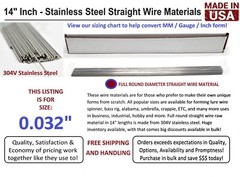 100 Pieces Stainless Steel Straight Lure Shaft Wire Form 0.032″ X 14 Inch Long