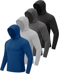 4 Pack Sun Hoodie for Men – UV UPF 50+ Fishing Shirts Long Sleeve Lightweight…