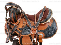 BROWN WESTERN HORSE SADDLE TRAIL PLEASURE BARREL RACING LEATHER TACK 15 16 17 18