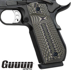 Guuun 1911 Grips G10, Full Size Government Grips, Bobtail round Butt Cut, OPS S