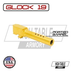Glock 19 Ported Gold (TiN) Crowned Barrel (Gen 1-4)