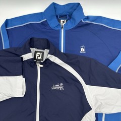 Lot 2 FootJoy Golf Pullover Mens Large 1/2 Zip Windbreaker Jacket Blue 1 LS 1 SS