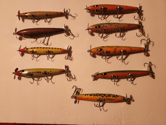 [9] VINTAGE WOODEN DEVILS HORSE FISHING LURE BAITS