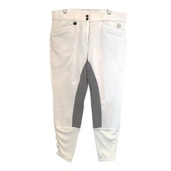 Ovation Equestrian English Riding Breeches Euro Full Seat White Gray Pants 34R
