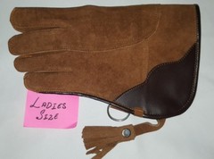 Falconry Glove Ladies Palm Size Suede Leather Double Layer 12 Inch (Sandy Brown)