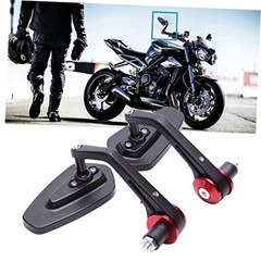 Black & Red Motorcycle Mirror – 7/8″22mm Handle Bar – Irregular Shape