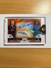 Andres Iniesta & Kevin De Bruyne Orange Lava Dual Autograph Topps Chrome 2022/23