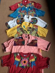 LOT Of 6 Colorful Tropical Medium Panama Button Up Shirts/1-T Most 100% Cotton