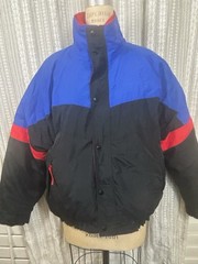 The Company Store Black Blue Red Colorblock Ski Jacket Down Large Winter