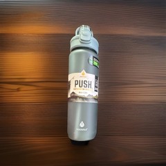 MANNA Push Lightweight Plastic Water Bottle 39 oz Gray Flip Lock Sport