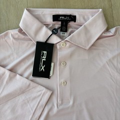 RLX Ralph Lauren Polo Shirt Mens XL Pink Striped Golf Performance Stretch NEW