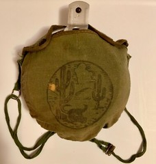 Vintage Camping Mess Kit Green Canvas Pouch Desert Cactus Skull Made In Japan