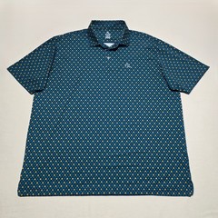 Rhoback Mens XXXL Shamrock Clover Performance Golf Polo Shirt Navy/Green Stretch